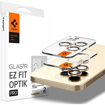 E-shop Spigen Glass EZ Fit Optik Pro 2 Pack Gold für iPhone 14 Pro / iPhone 14 Pro Max