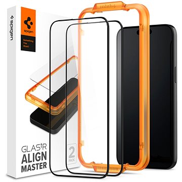 E-shop Spigen Glass tR AlignMaster 2 Pack FC Black iPhone 15