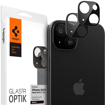 E-shop Spigen Glass tR Optik 2 Pack Black iPhone 15/15 Plus/14/14 Plus