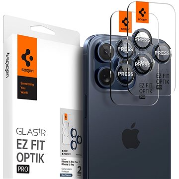 E-shop Spigen Glass tR EZ Fit Optik Pro 2 Pack Blue Titanium iPhone 15 Pro/15 Pro Max
