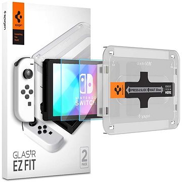 E-shop Spigen Glass tR EZ Fit 2 Pack Nintendo Switch OLED