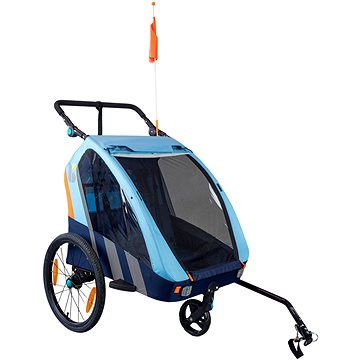 Trailblazer dětský kombinovaný vozík za kolo + kočárek pro 2 děti - modrý