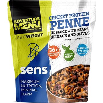 Adventure Menu / SENS - LightWeight Cvrččí proteinové penne v omáčce s fazolemi, špenátem a olivami