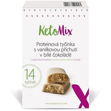 KetoMix Proteinové tyčinky s vanilkovou příchutí v bílé čokoládě 14 × 40 g