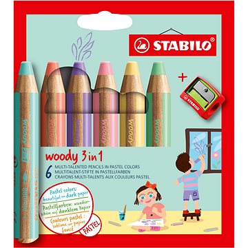 E-shop STABILO woody 3-in-1 - 6 Farben mit Anspitzer