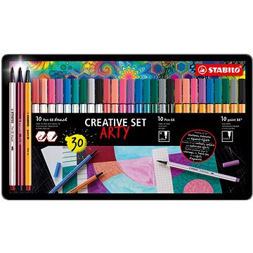 E-shop STABILO Pen 68 brush, Pen 68 & point 88 - ARTY - 30er Set in Dose - 10 Stück Pen 68 brush, 10 Stück