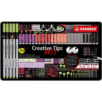 E-shop STABILO Creative Tips ARTY - Set mit 30 Stück in einer Blechdose (6 Farben Pastell)