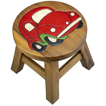 Dřevěná dětská stolička - AUTO ČERVENÉ
