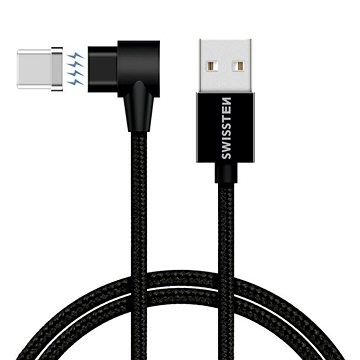 E-shop Swissten Arcade magnetisches Textil-Datenkabel USB / USB-C 1.2m schwarz