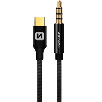 E-shop Swissten Textile Audio-Adapter USB-C (Stecker) / 3,5mm Klinke (Stecker) 1,5 m schwarz