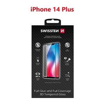 E-shop Swissten 3D Full Glue für Apple iPhone 14 Plus schwarz