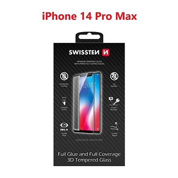 E-shop Swissten 3D Full Glue für Apple iPhone 14 Pro Max schwarz