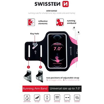 E-shop Swissten Arm Band Case Größe 7,0" - rosa