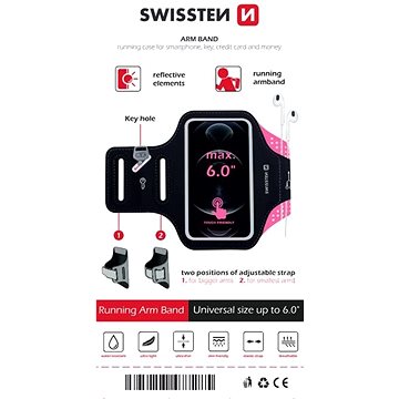 E-shop Swissten Arm Band Case Größe 6,0" - rosa