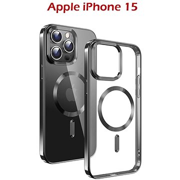 Swissten Clear Jelly MagStick Metallic pro iPhone 15 Plus černé