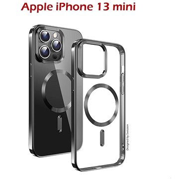 E-shop Swissten Clear Jelly MagStick Metallic für iPhone 13 mini schwarz