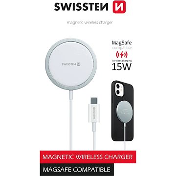 E-shop Swissten MagStick Wireless Ladegerät für Apple iPhone (kompatibel mit MagSafe)