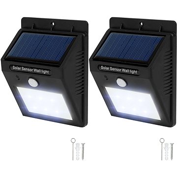 Tectake 2 Venkovní nástěnná svítidla LED integrovaný solární panel a detektor pohybu, černá