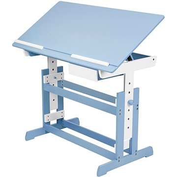 Tectake psací stůl výškově nastavitelný 109×55×63-94 cm modrý