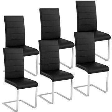 6× Jídelní židle, umělá kůže, černá