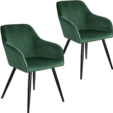 2× Židle Marilyn sametový vzhled černá, tmavě zelená/černá