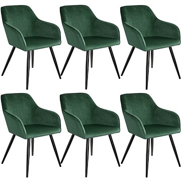 6× Židle Marilyn sametový vzhled černá, tmavě zelená/černá