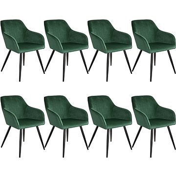 8× Židle Marilyn sametový vzhled černá, tmavě zelená/černá