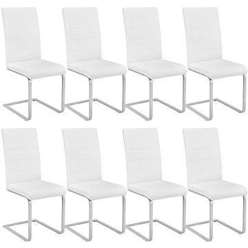8× Houpací židle, umělá kůže, bílá