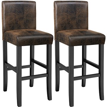 2 Barové židle dřevěné vintage hnědé