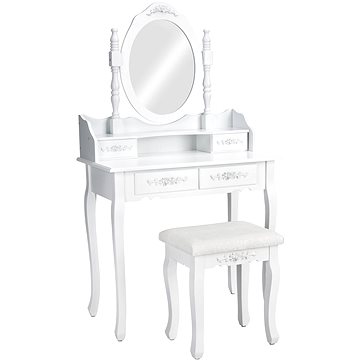 Kosmetický toaletní stolek Barok zrcadlo a stolička bílý