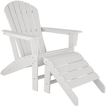 Tectake Zahradní židle s podnožkou, bílá/bílá