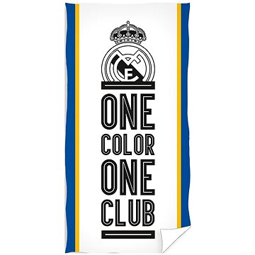 FotbalFans Osuška Real Madrid FC, 100% bavlna, bílá, oficiální produkt, 70 × 140 cm