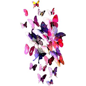 Sada fialových dekoračních motýlů 12ks