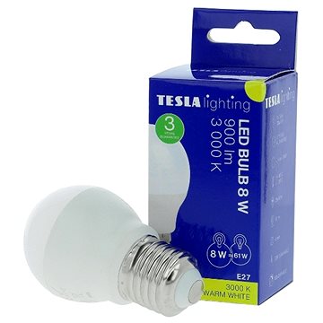 E-shop TESLA LED Birne Miniglobe BULB E27 - 8 Watt - warmweiß