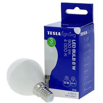 E-shop TESLA LED Birne Miniglobe BULB E14 - 8 Watt - Tageslicht