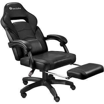Herní kancelářská židle Comodo s podnožkou, černá/černá