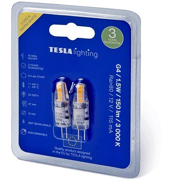 E-shop TESLA LED BULB - G4 - 1,5 Watt - 150 lm - 3000K - warmweiß - 2 Stück