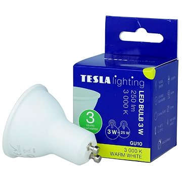 E-shop TESLA LED GU10 - 3 Watt - 250 lm - 3000K - warmweiß