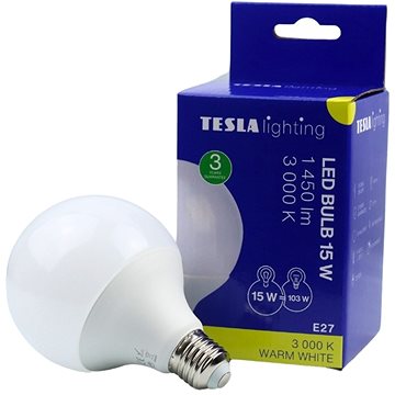 E-shop TESLA LED GLOBE E27 - 15 Watt - 1450 lm - 3000K - warmweiß