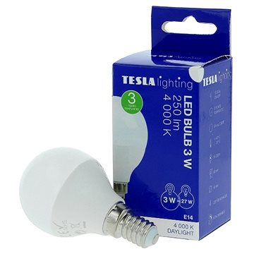 E-shop TESLA LED MINIGLOBE BULB - E14 - 3 Watt - 250 lm - 4000K - tageslichtweiß