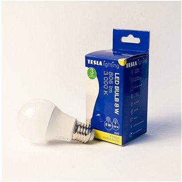 E-shop Tesla - LED Birne BULB - E27 - 8 Watt - 230 Volt - 806 lm - 25 000 h - 3000 K warmweiß - 220°