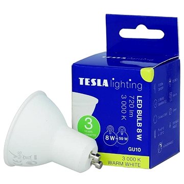 E-shop Tesla - LED-Lampe GU10, 8W, 230V, 806lm, 25 000h, 3000K warmweiß, 100st