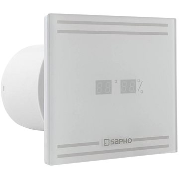 SAPHO GLASS koupelnový ventilátor axiální s LED displejem, potrubí 100mm, GS103