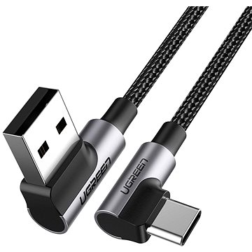 E-shop UGREEN Angled USB2.0 A auf TYPE-C M/M Cable Nickel Plating Aluminum Shell with Braided 2 m Black