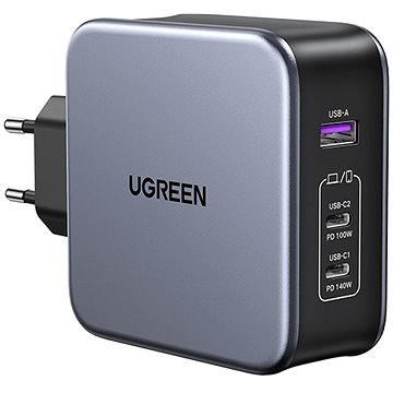 E-shop Ugreen USB-A+2*USB-C 140W GaN Tech Fast Charger with C to C Cable 2M EU Black