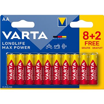 E-shop VARTA Alkaline-Batterien Longlife Max Power AA 8+2 Stück