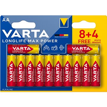 E-shop VARTA Alkaline-Batterien Longlife Max Power AA 8+4 Stück