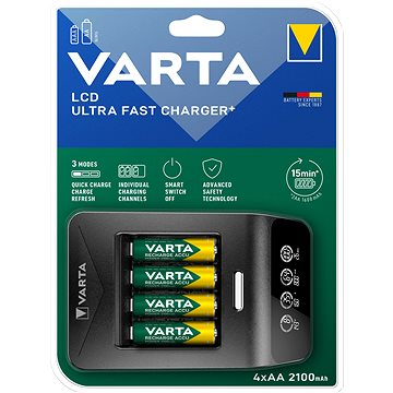 E-shop VARTA LCD-Ladegerät Ultra Fast Ch. + 4x AA 56706 2100mAh + 12V