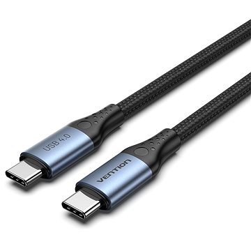 E-shop Vention Baumwolle geflochtene USB-C 4.0 5A Kabel 1m grau Typ Aluminium-Legierung