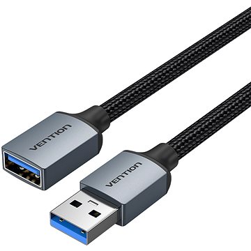 E-shop Vention Cotton Braided USB 3.0 Type A Male to Female Extension Cable 1M Gray Aluminum Alloy Type